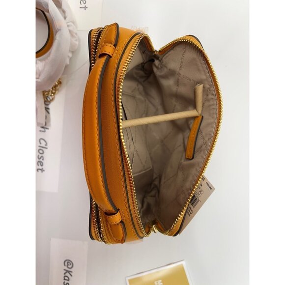 Michael kors Crossbody Double Zip Jet Set Item Purse Honeycomb Yellow - Picture 10 of 12